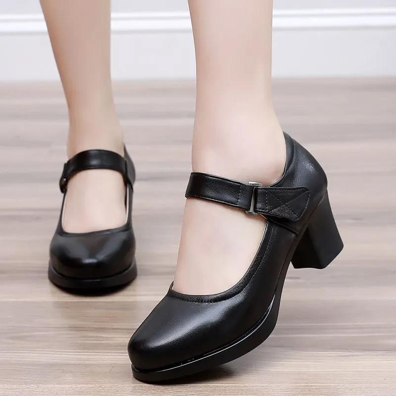 sapatos femininas women classic black patent leather buckle strap student school shoes lady beige office pumps ab579