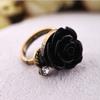 Ring Rose Leaf Elegant Vintage Women Rhinestone Ring for Dating