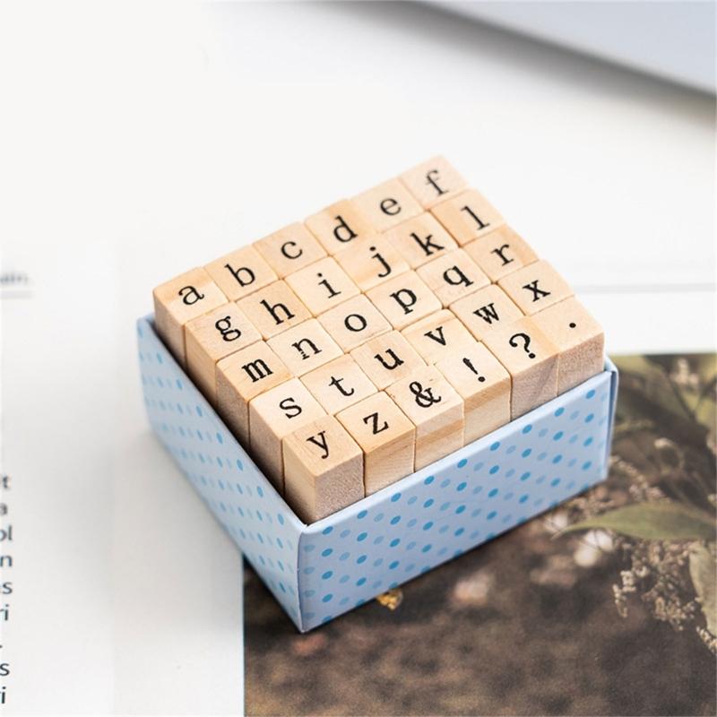 30Pcs Wood Craft Stamp Vintage Scrapbooking Stamp Wood Letter Stamper for Card Making Scrapbooking Journal Planner Albu