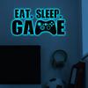 Glow In The Dark Eat Sleep Game Wall Decal, Luminous Gamer Boy Wall Stickers, Video Game Decor, Gaming Controller Decals
