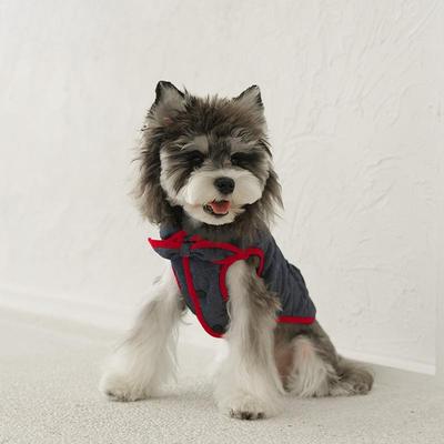 Haustier Winter- und Herbstkleidung Puppe mit einem Kragen, Jeansmantel, Schnee-Hund-Stil Bärenähnliche Niedliche und Warme Ärmellose Jacke