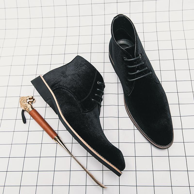 

Мужские полуботинки для ходьбы, кожаные модные ботильоны, мужские повседневные туфли с острым носком, фирменные мужские ботинки «Челси» на шнуровке 45 чёрный