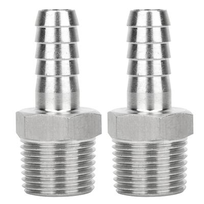 2PCS 1 2in BSPT Male Thread Connector Pipe Fitting Barb Joint Quick Coupling Connector(BSPT 1 2in   10mm )