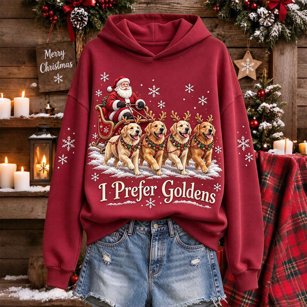 Women's Casual Hooded Sweatshirt with Christmas Letter A Print for Holiday and Everyday Wear