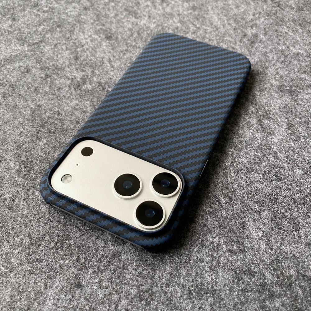 UltraThin Borderless PC Carbon Fiber Phone Case For iPhone 17 Air 16 15 14 13 12 Plus Pro Max Kevlar Texture Bumper Cover