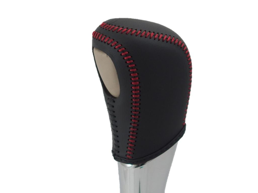 TricoloreExchange Tricolore EX T32 Teana Black Leather X Red Stitching DIY Shift Knob Genuine Leather Wrapping Kit 1BK3N21B1B1R X-Trail/33 3N-21