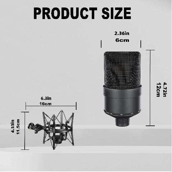 TM103 26/34mm Mic Core Condenser Microphone with Shockproof Holder Full Metal Design Cardioid Mic For Professional Recording