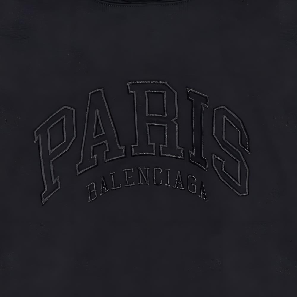 (WMNS) Balenciaga Cities Paris Hoodie Wide Fit 'Black' Women's 674986TLVL81069