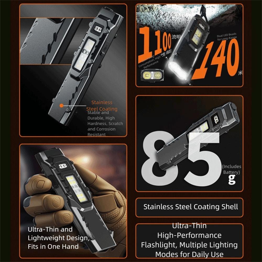 Digital Display LED Ultra-thin Flashlight Portable IPX4 Waterproof Slim Pocket Flashlight long battery life with Pen Clip