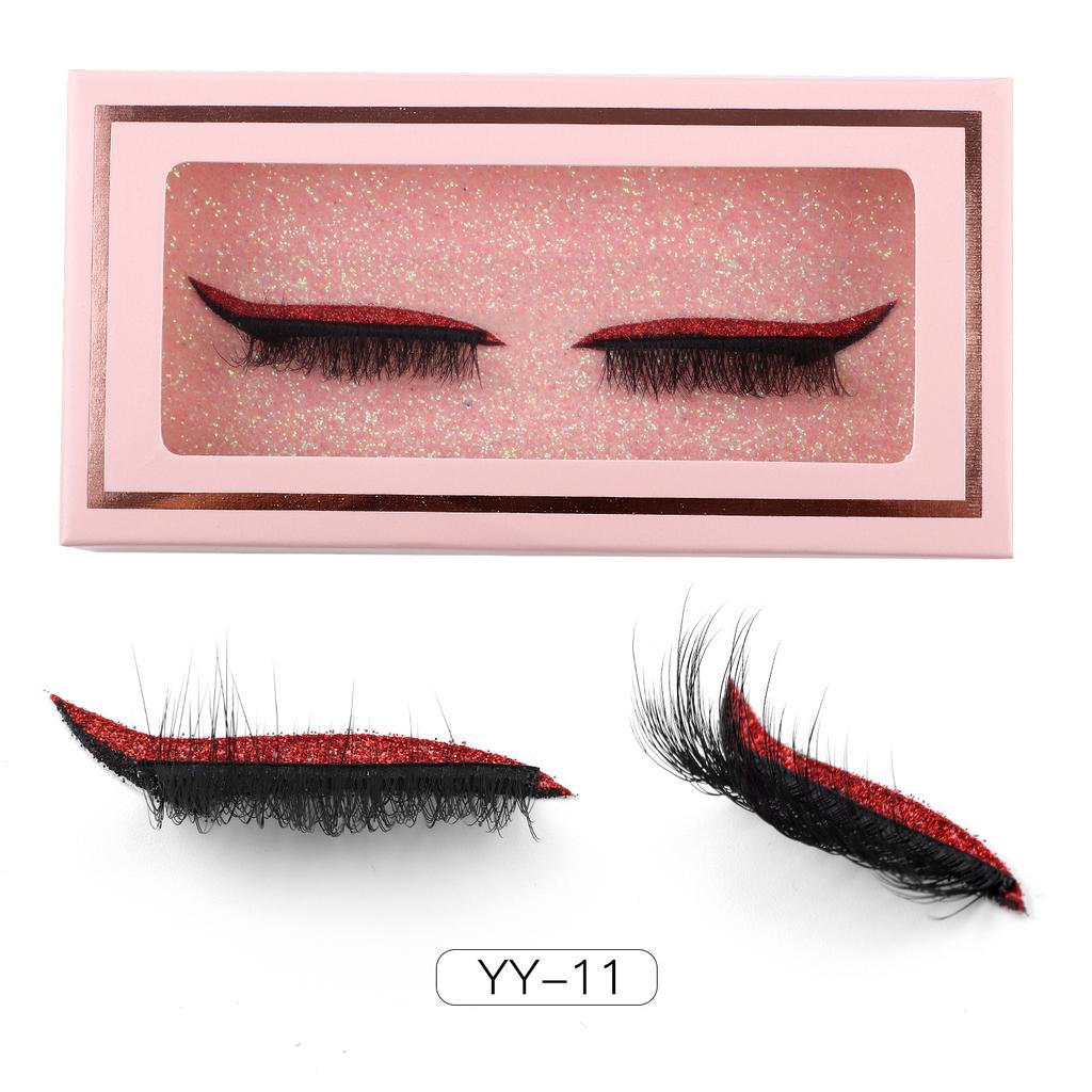 1 Pair Of Colored Eyeshadow False Eyelashes, Holiday Exaggerated Thick Curled Simulated Eyelashes