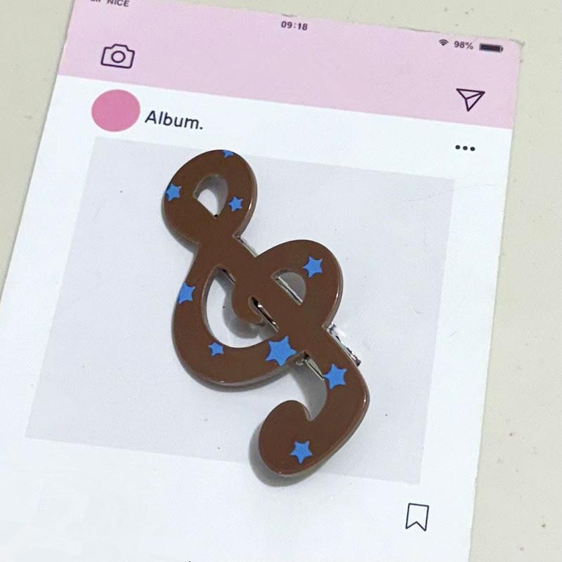 Vintage Y2K Musical Note Hairclip for Women Harajuku Star Print Side Bangs Clip Sweet Cute Girls Hairpin Trendy Hair Accessories