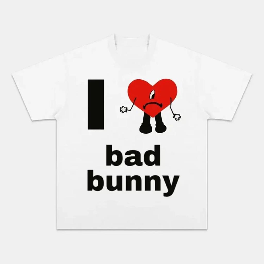 I Love Bad Bunny Graphics Cotton Unisex Shirt New Oneck New Short Sleeve Unisexs Womens Fashion Hiphop Tshirt Fan Gifts