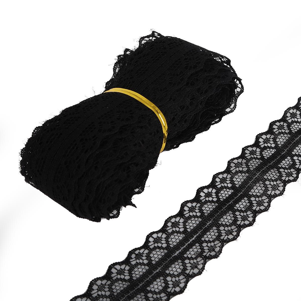 

Вышитая кружевная бейка для шитья чёрный