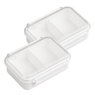 OSK Whole Frozen Bento Box with Set of Made In Dishwasher and Microwave with for Whole Food Freezing and Divider, White, 500ml, 2, Japan, Safe,