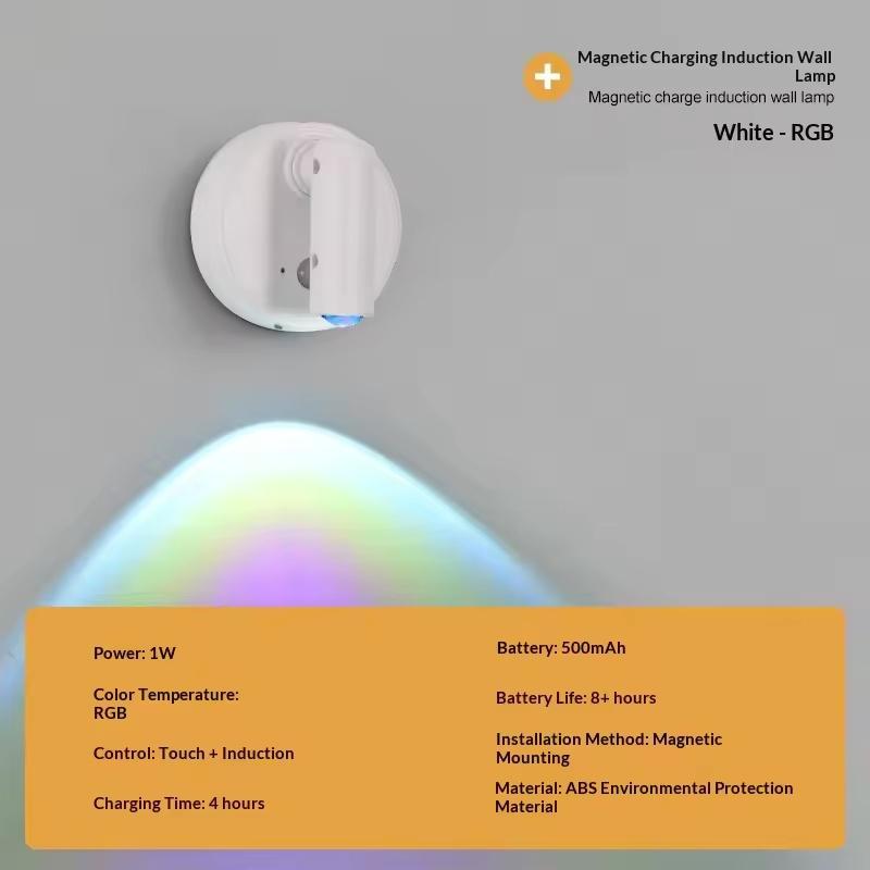 LED Light Magnetic Rechargeable Wall Light Spotlight Wireless No Punch Reading Light With Touch Switch Dimmable Bedside Lamp