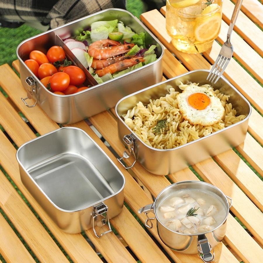 Stainless Steel Square Lunch Box Sealed Insulation Bento Box Lunch Box Canteen Large Capacity Compartment Lunch Box 550ml