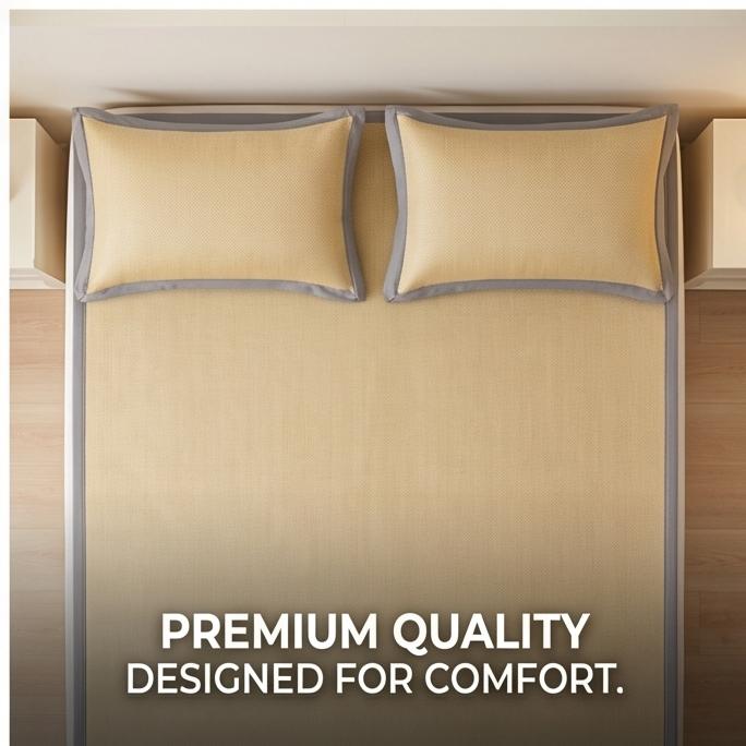 Machine Washable 3-Piece Ice Silk Cooling Mat Set with 2 Pillowcases, Breathable Summer Bed Sheet for Home Dorm, Soft Fitted Sheet