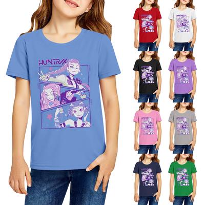 Fashionable Round Neck Short Sleeve Work Clothes Printed Tops For KID Summer Tops
