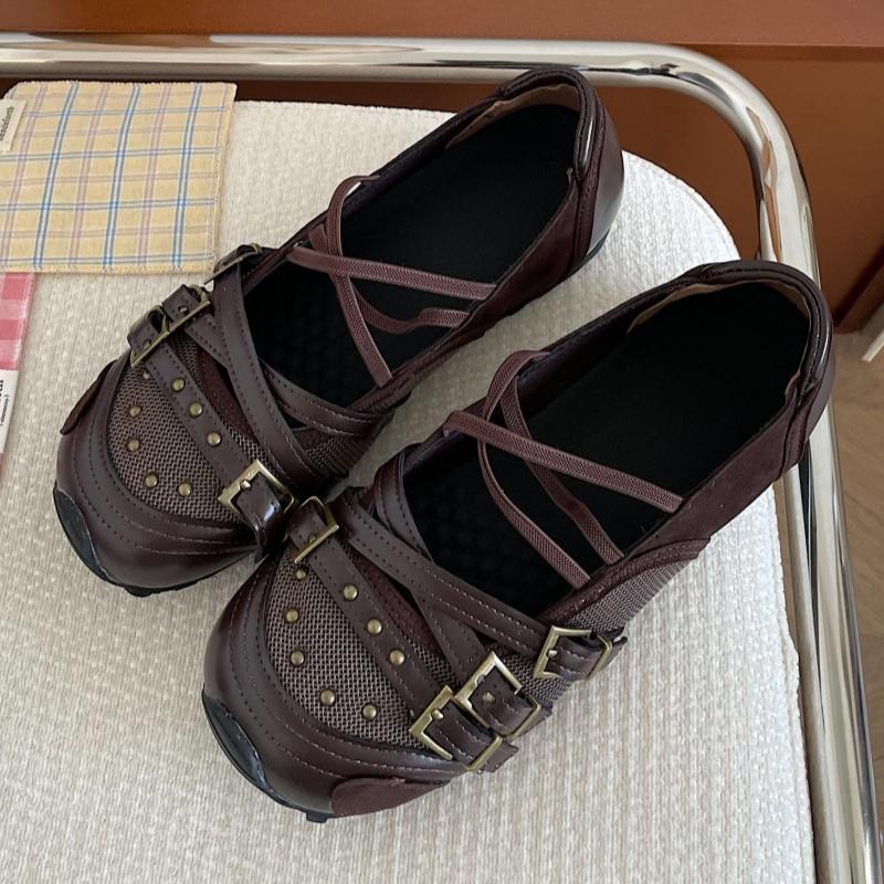 

Модные Повседневные Новые Женские Балетки 2025 Модные Удобные Уличные Женские Туфли Круглый Носок Высокое Качество Легкие Одинарные Туфли 35 коричневый