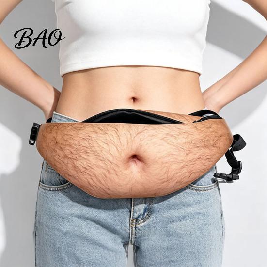 Unique Bar Gathering Bag Funny Belly Bag, Realistic Big Waist Novelty Fanny Interesting Christmas Stocking Stuffers Pack with Adjustable Strap,
