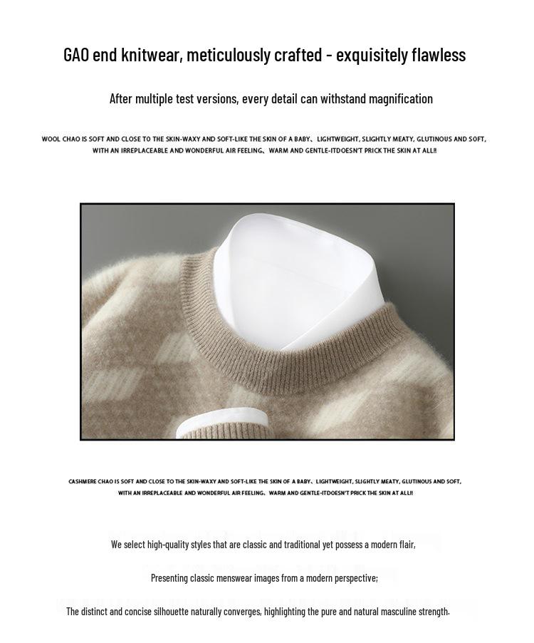 2025 Men's Autumn/Winter 100% Wool Jacquard Knit Sweater