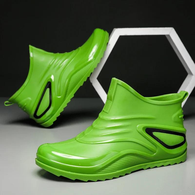 Fashion Brand Mens Rain Boots Chef Shoes Fishing Shoes Casual Waterproof Comfortable Big Size Trend Non-slip Strong Wear-resistant Boots