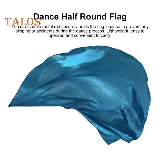 Tańcząca flaga z rozszerzalnym patykiem, półokrągły kształt, jasny kolor, połysk, powierzchnia, kostiumy, rekwizyty, akcesoria, flaga pochwalna