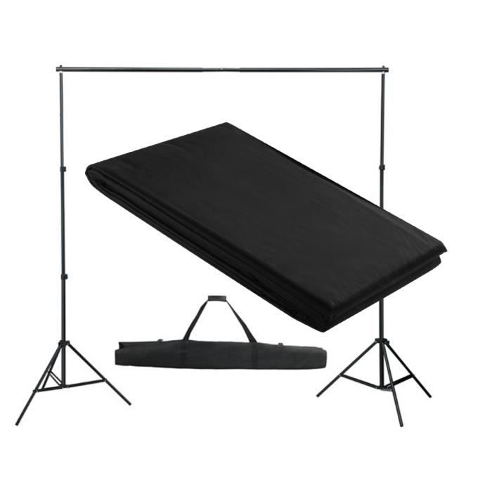 VidaXL Système de support de toile de fond 300 x 300 cm Noir
