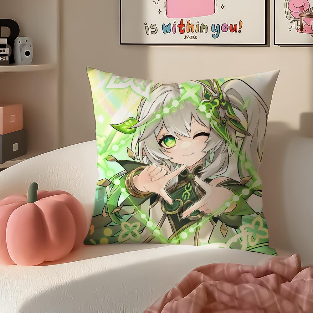 Genshin Nahida Cushion Cover Pillowcase Short Plush Invisible zipper Room Sofa Cushion Cover