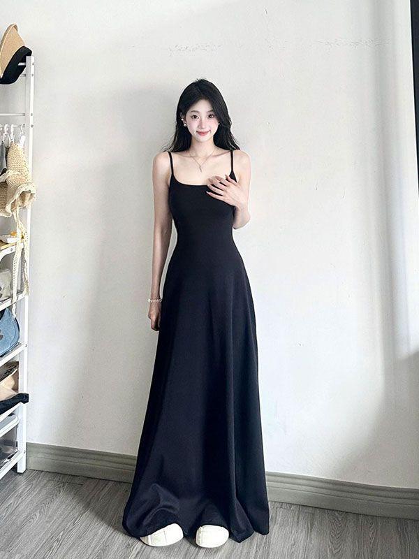 Summer 2026 Women's Elegant Slimming A-line Bodycon Dress with Spaghetti Straps