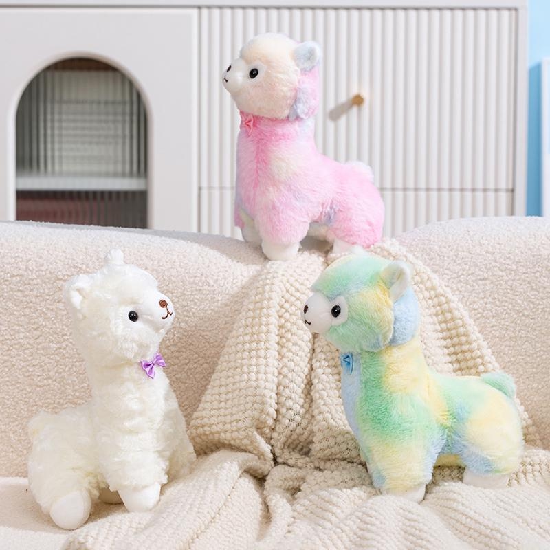 Favorite Toy Pink 25Cm Cartoon Colourful Alpaca Plush Doll Pillow Soft Stuffed Car Home Decorative Companion Doll Birthday Festival Gift