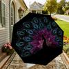 1pc Peacock Feather Automatic Folding Umbrella 8 Rib Iron Frame,  Suitable for Travel, Daily Use, Birthday, Women & Men Gift