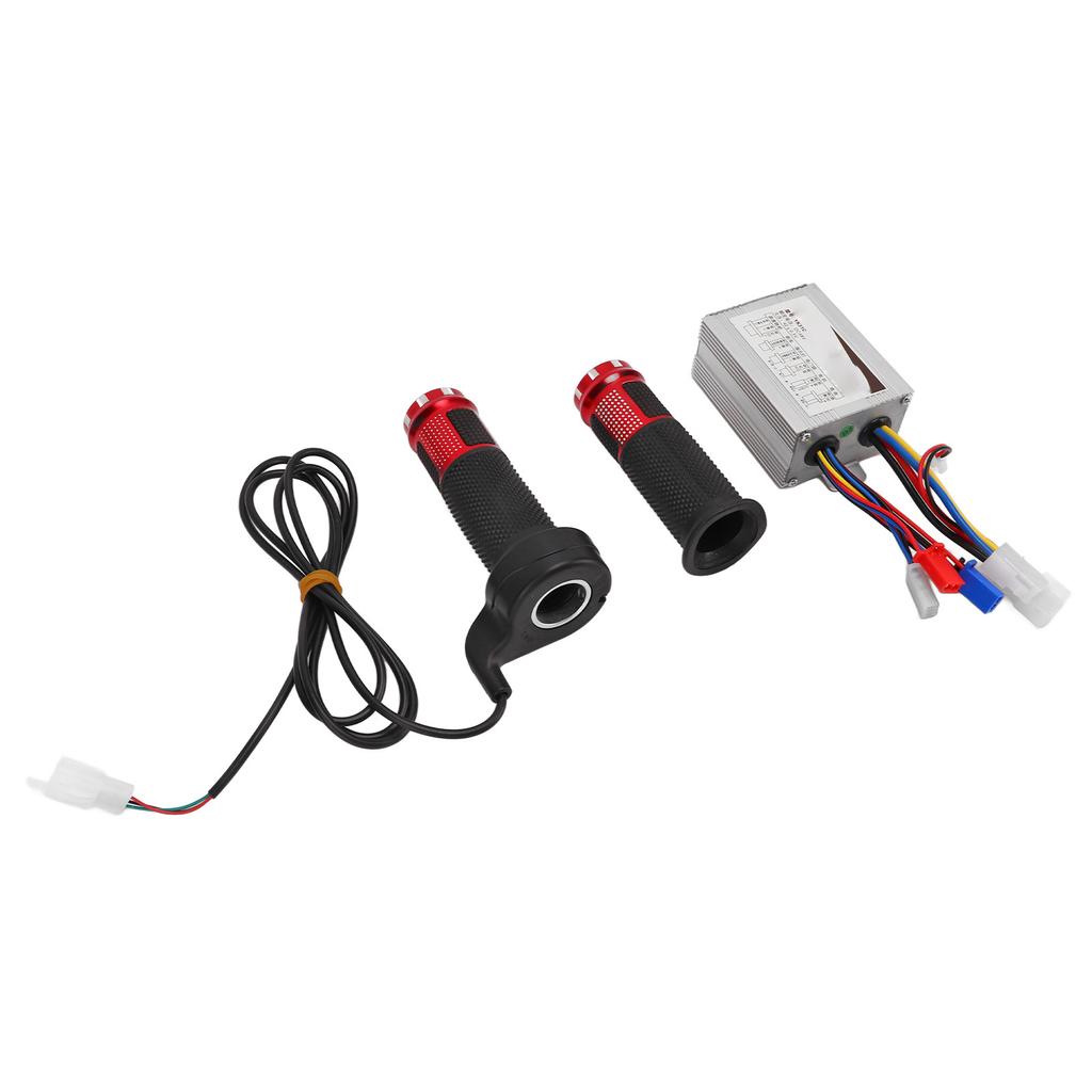 48V 500W Brushed Controller and Red Crystal Long Line Throttle Twist Grip Set for Electric Bikes
