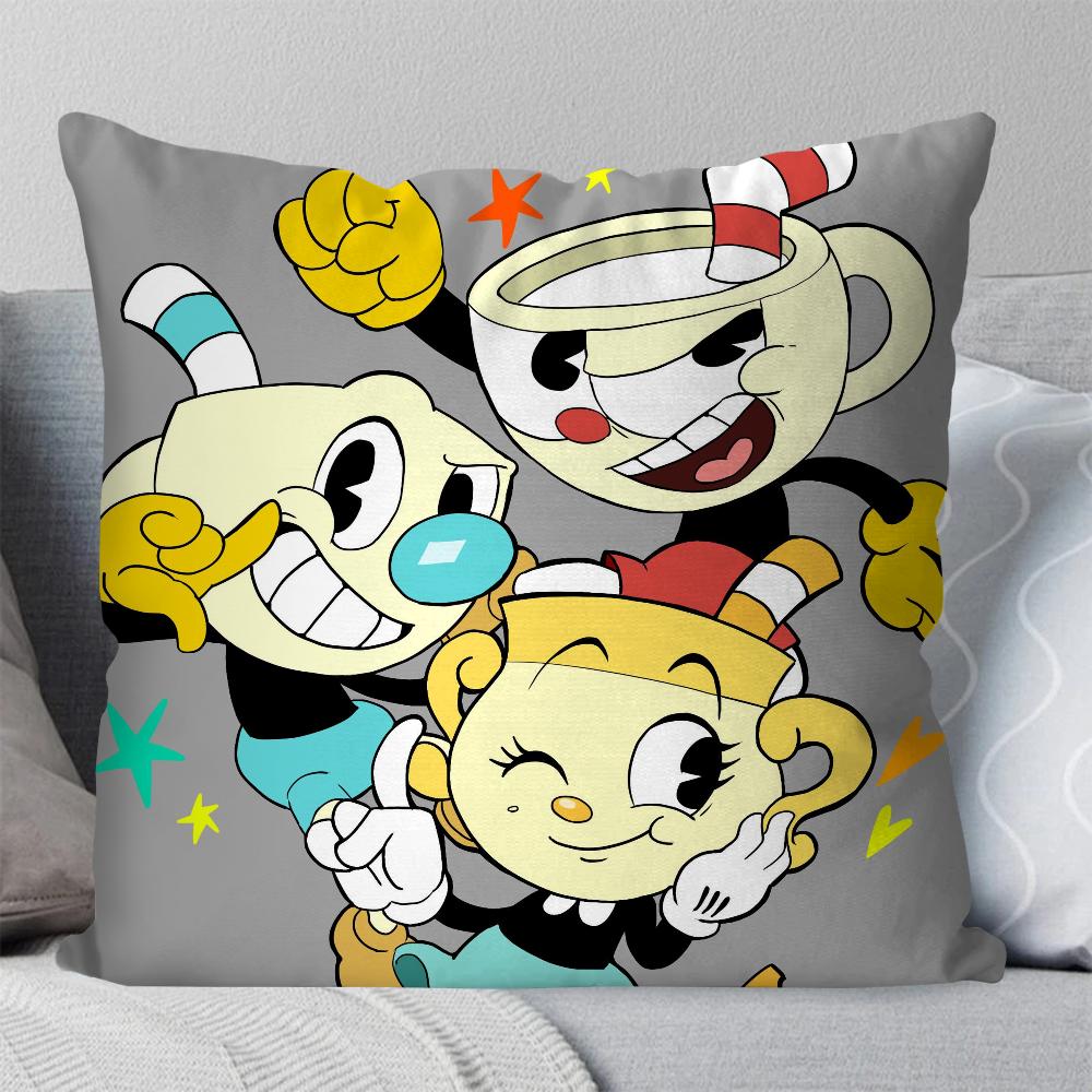 C-Cuperhead Animated Adventure Game Pillow Case Square Pillow Bedroom Sofa Leisure Comfort Car Living Room Home Decoration 40X40