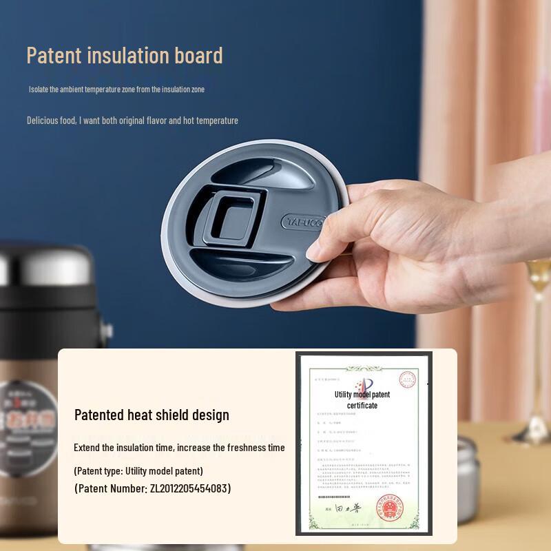 TAFUCO 3-Layer 316L Stainless Steel Insulated Lunch Box