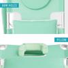 3-in-1 Padded Beach Chair w/ Face Cushion Arm Holes Folding Recliner Adjustable Backrest Footrest Cup Holder Side , Customized