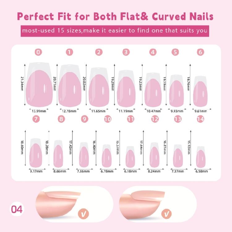 150 Pieces French Manicure Press On Nail with Pre Coated Base Easy To Apply False Nail T for Creating Stylish Nail Art