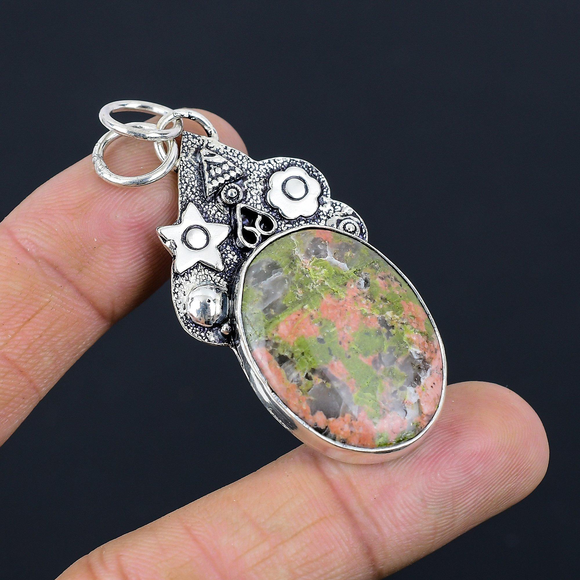 

Sisters Day Sale 925 Silver Oval Natural Unakite Trendy Daughter Pendant Jewelry