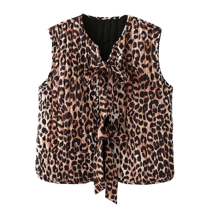 

Super a Leopard Print American Sexy Retro Street Atmosphere Bow Bandage Sleeveless Tank Top Bandage Dress Vest Leopard print vest L