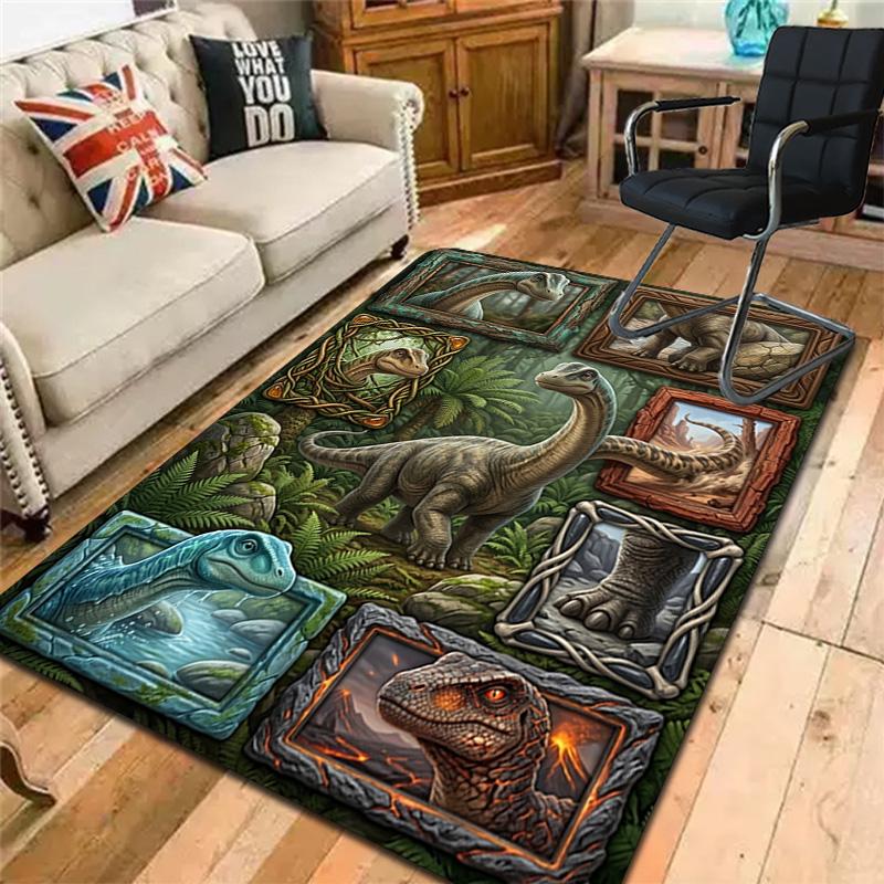 Dinosaur Collection Pattern Rug Floor Mat for Living Room or Bedroom Soft and Comfortable Carpet a Gift for Birthday and Holiday.