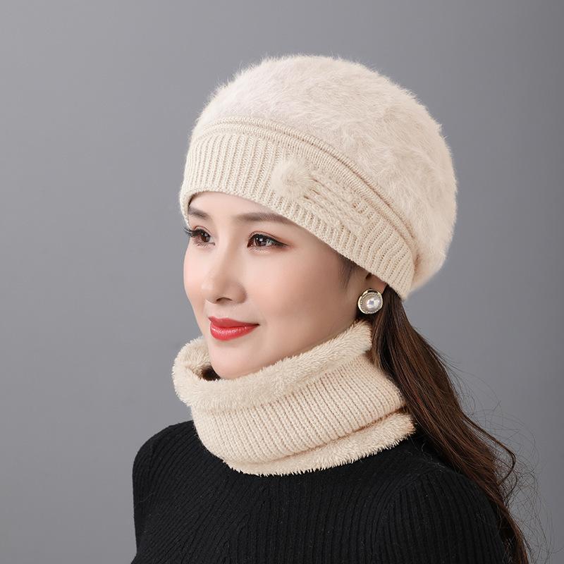 Winter Hat Women's Fleece Thickened Warm Beret Women's Fashion Windproof Knitted Hat Mom Wool Hat