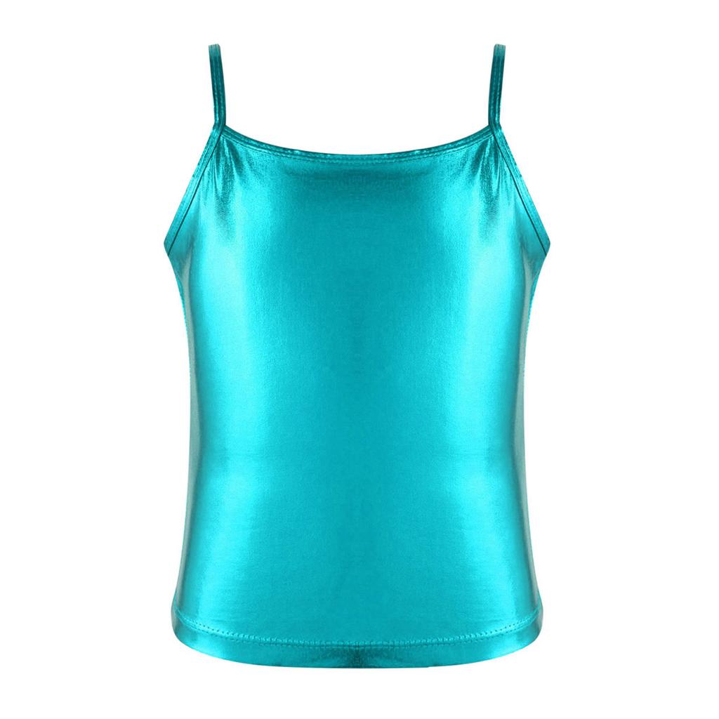 Fete Dance Tank Top Copii Shiny Metallic Camisole Tank Tops Ballet Performance Dancewear