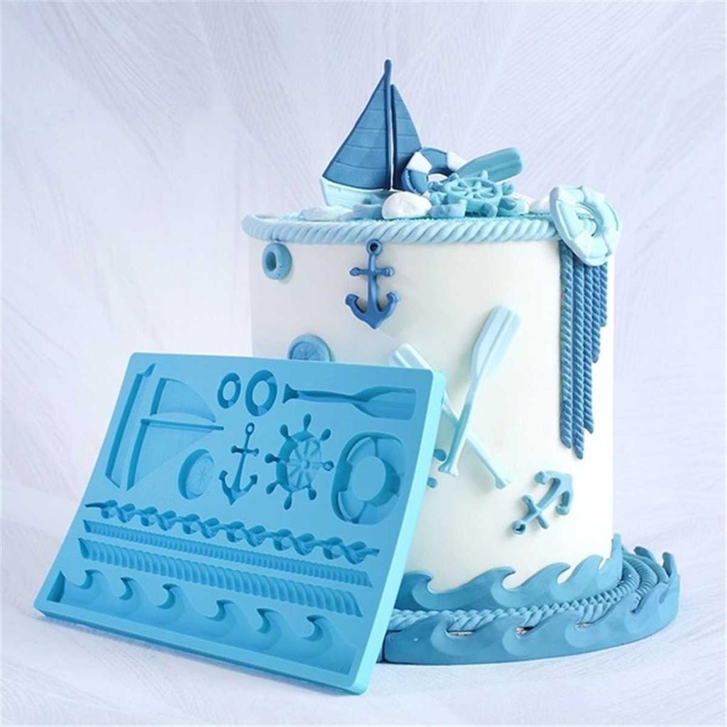 1pc Boat Ship's Anchor Shape Fondant Mold Silicone Paddle Wave Cake Mold DIY Cake Gum Paste Cupcake Chocolate Decorating Tool