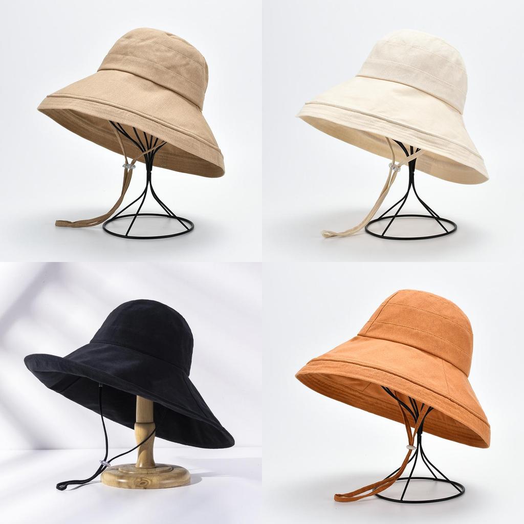 Fashion Womens Summer Sun Hat With Large Brim Cotton Linen Uv Sunshade Foldable Beach Cap