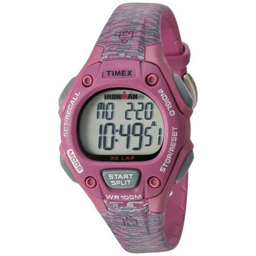 Timex Women's Iron Man 30-Lap Digital Quartz Watch, Medium, Pink/Gray Texture