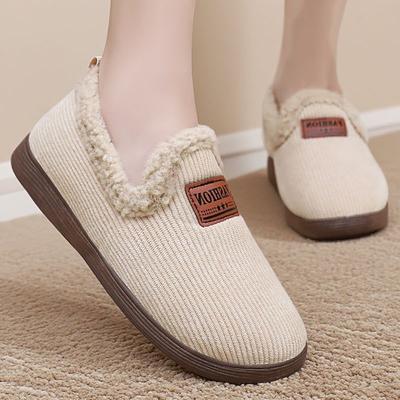 Cotton Shoes Women's Autumn and Winter New Warm Home Leisure Cotton Drag One Pedal Piled Thickened Women's Cotton Boots