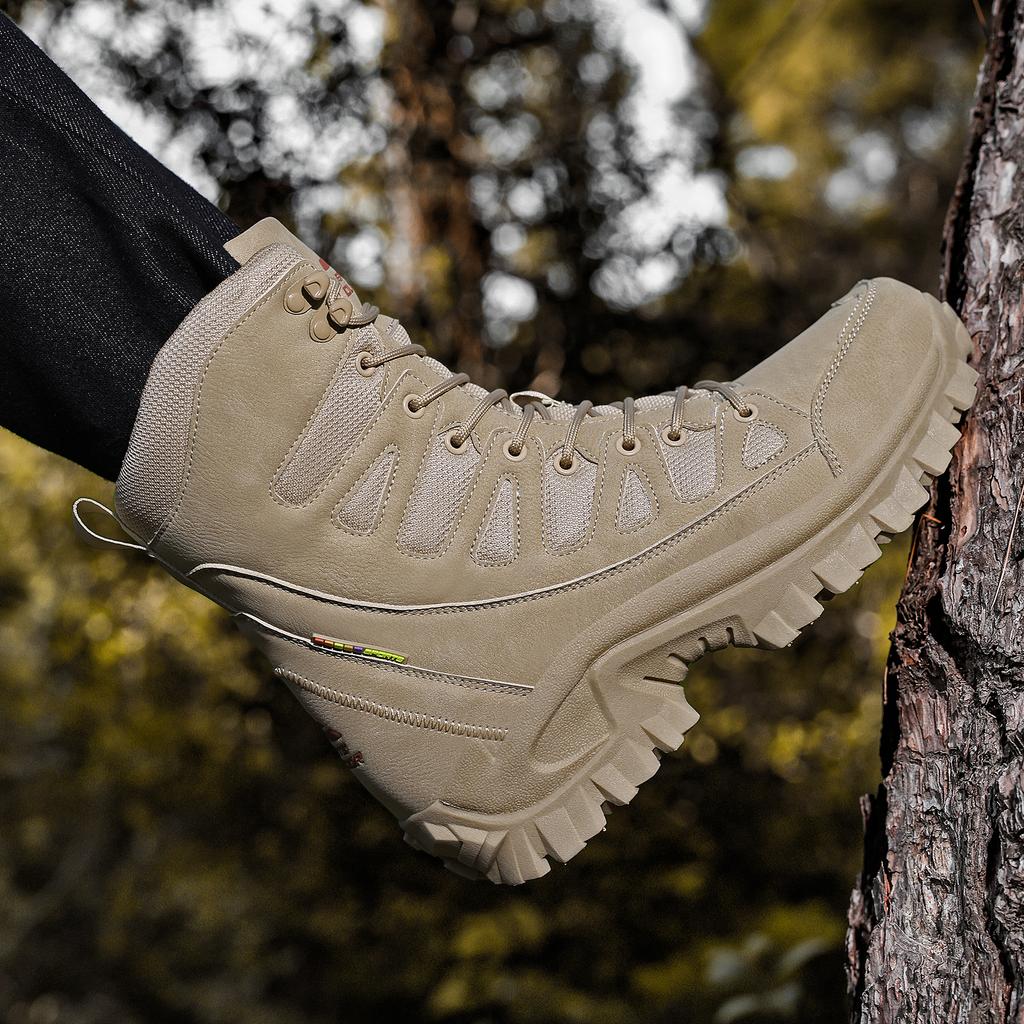 Men's high-top hiking boots four seasons non-slip field training boots breathable comfort casual walking boots adventure shoes