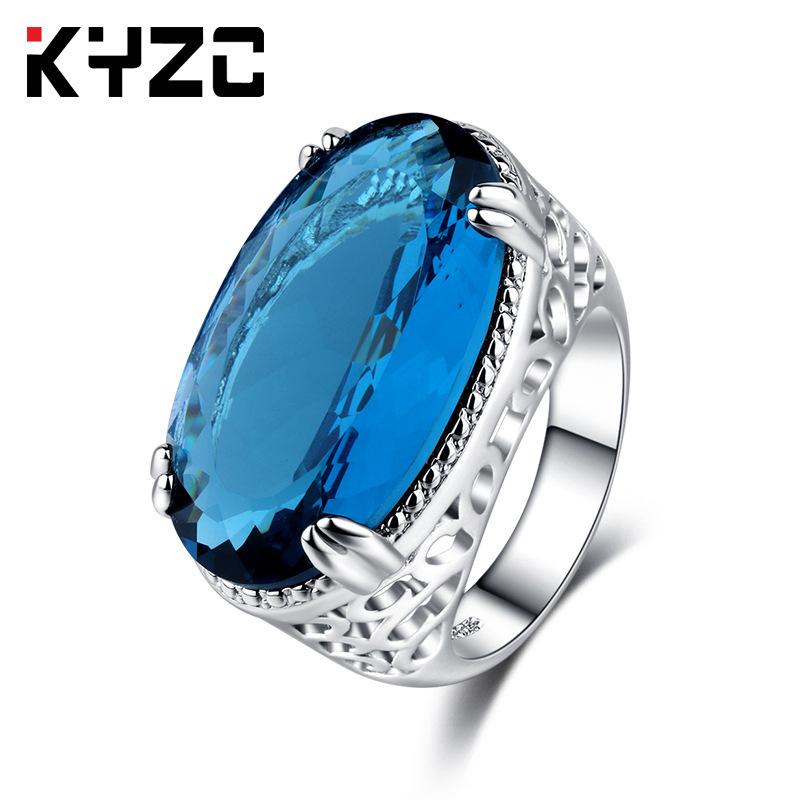Ladies Party Light Blue Large Gemstone Ring, Jewelry