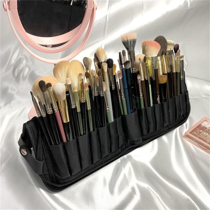14/29 Holes Women's Cosmetic Brush Bag Travel Large Capacity Fashion Makeup Brushes Storage Fold Portable Beauty Tools Pouch