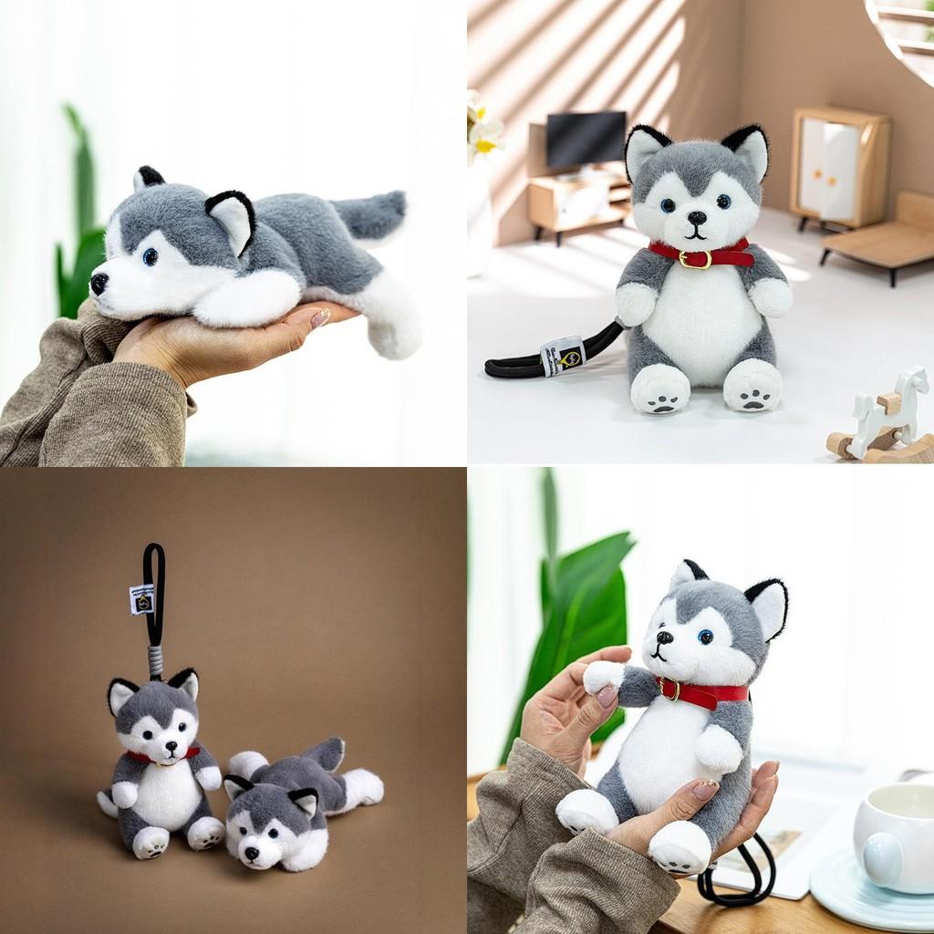 Cartoon Husky Knuffel Sleutelhanger Met Kort Pluche Materiaal Voor Cadeau Geven
